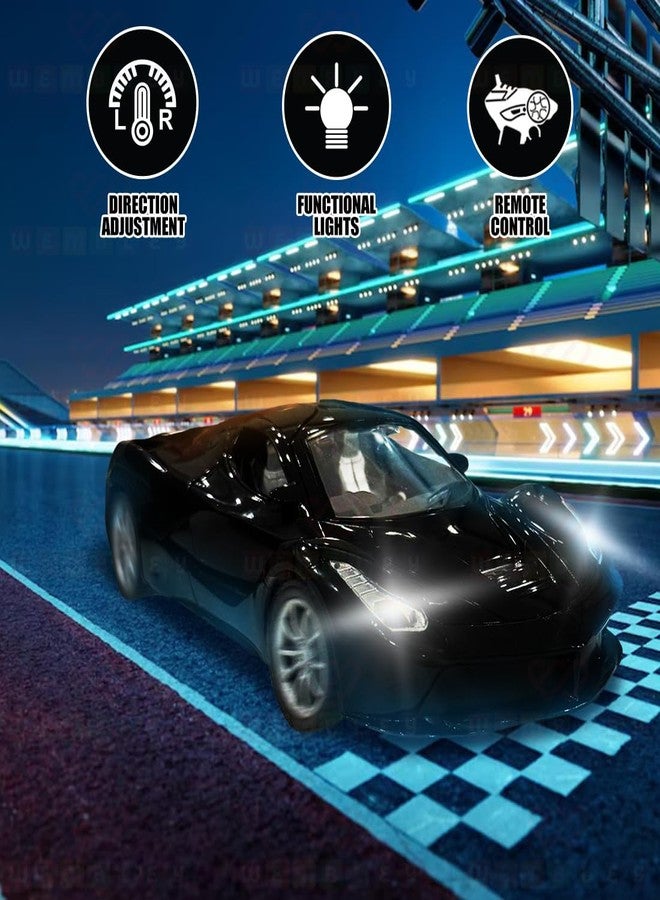 ويمبلي سيارة ويمبلي عالية السرعة قابلة لإعادة الشحن تعمل بجهاز تحكم عن بعد للأطفال، مزودة بأبواب قابلة للفتح وإضاءة LED، لعبة سيارة سباق رياضية فائقة | هدية عيد ميلاد للأولاد - أسود - Image 4